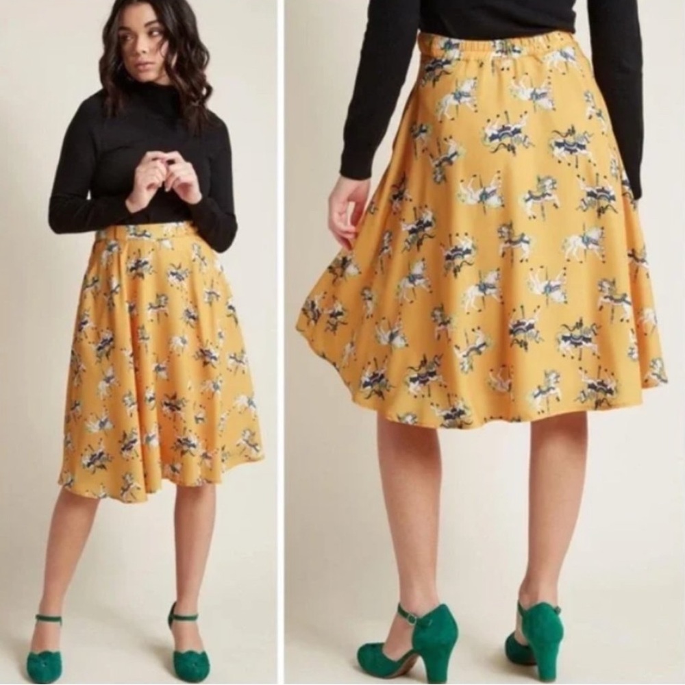 Modcloth Carousel Horse Print Midi Skirt